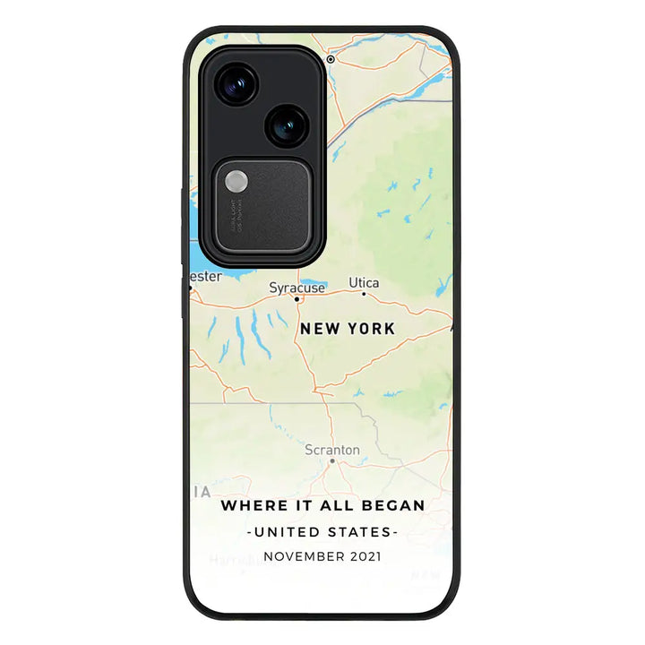 Vivo V30 / Rugged Black Personalized map, Phone Case - Vivo - Stylizedd.com