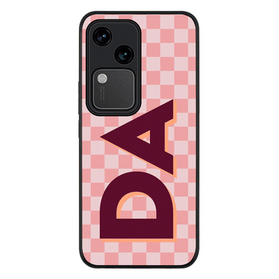 Custom Monogram Initial Small Checkerboard Phone Case - Vivo - V30 / Rugged Black - Stylizedd