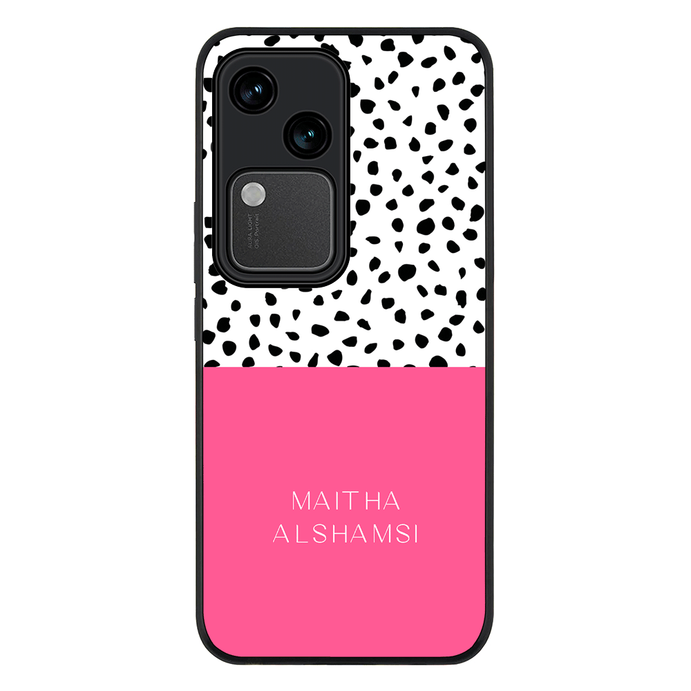 Personalized Text Colorful Spotted Dotted Phone Case - Vivo - V30 / Rugged Black - Stylizedd