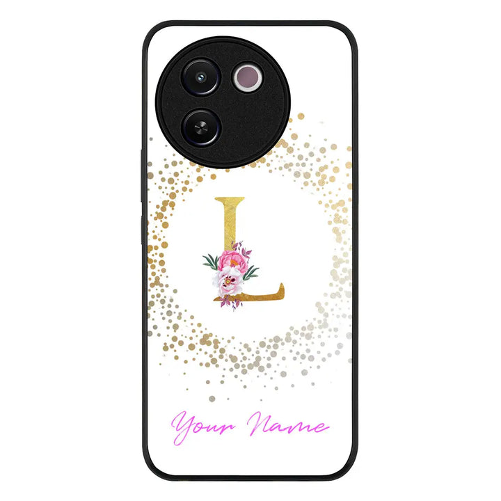 Vivo V30e / Rugged Black Floral Initial Phone Case - Vivo - Stylizedd.com