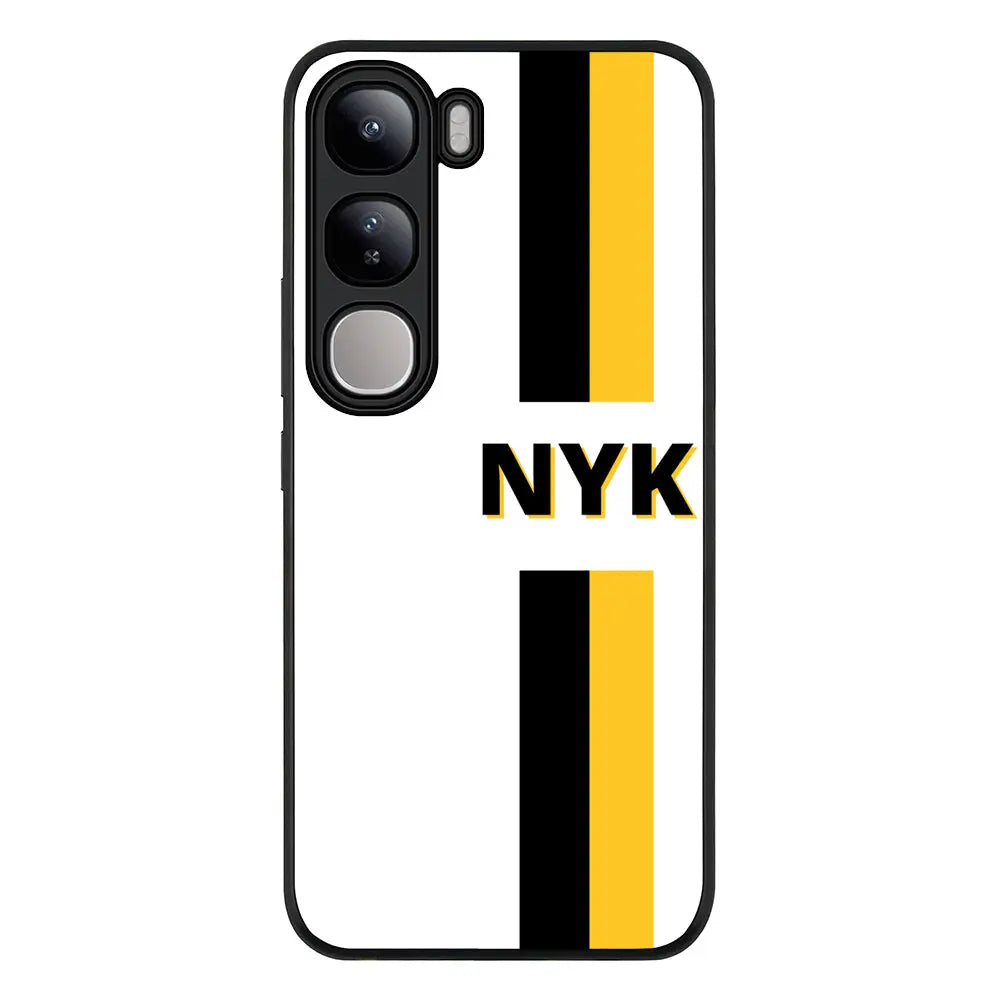 Vivo V40 Lite / Rugged Black Custom Striped Monogram Phone Case - Vivo - Stylizedd.com