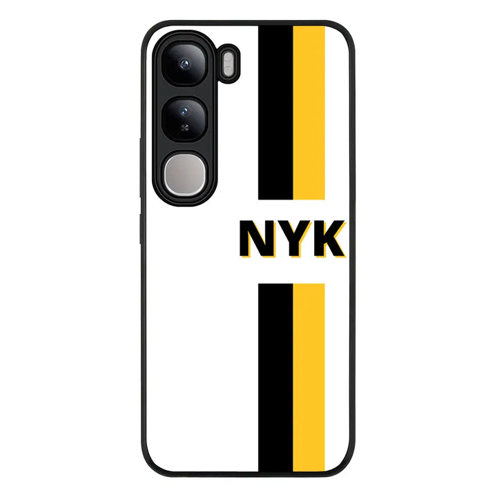 Vivo V40 Lite / Rugged Black Custom Striped Monogram Phone Case - Vivo - Stylizedd.com