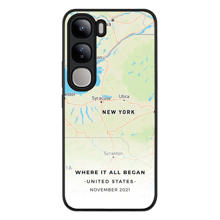 Vivo V40 Lite / Rugged Black Personalized map, Phone Case - Vivo - Stylizedd.com