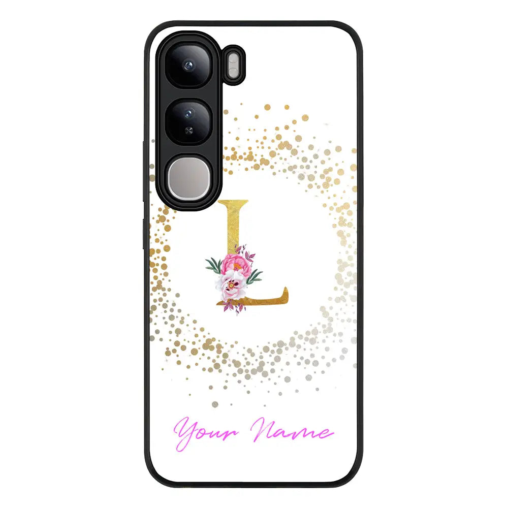 Vivo V40 Lite / Rugged Black Floral Initial Phone Case - Vivo - Stylizedd.com