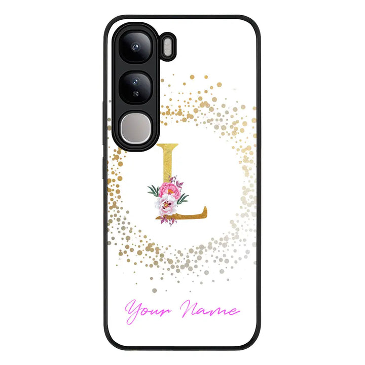 Vivo V40 Lite / Rugged Black Floral Initial Phone Case - Vivo - Stylizedd.com