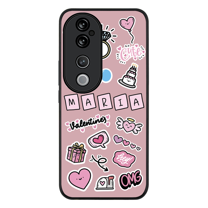 Vivo V40 5G / V40 Pro / Rugged Black Personalized Name Cute Love Heart Sticker, Phone Case - Vivo - Stylizedd.com