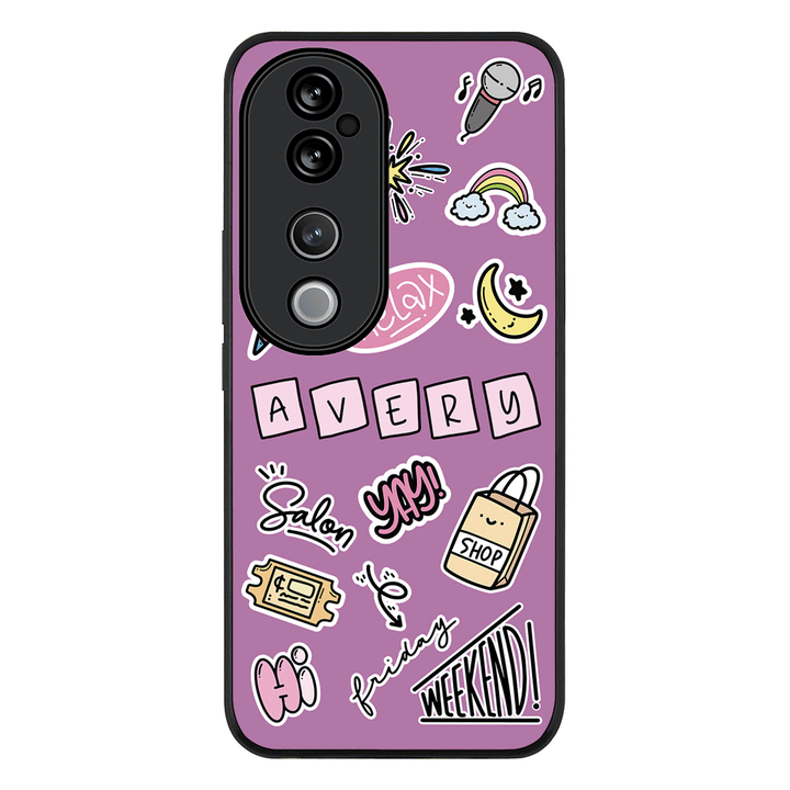 Vivo V40 5G / V40 Pro / Rugged Black Personalized Name Cute Weekend Girl Sticker, Phone Case - Vivo - Stylizedd.com