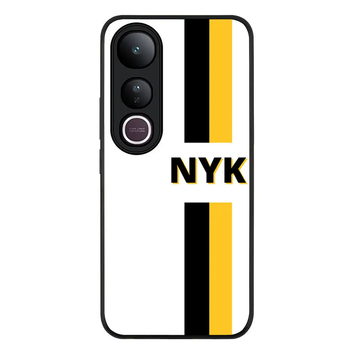 Custom Striped Monogram Phone Case - Vivo - V50 Lite / Rugged Black - Stylizedd