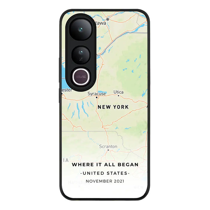 Personalized map Phone Case - Vivo - V50 Lite / Rugged Black - Stylizedd