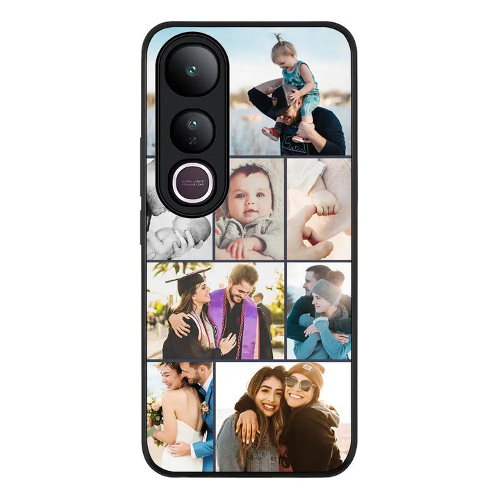 Personalised Photo Collage Grid Phone Case - Vivo - V50 Lite / Rugged Black - Stylizedd