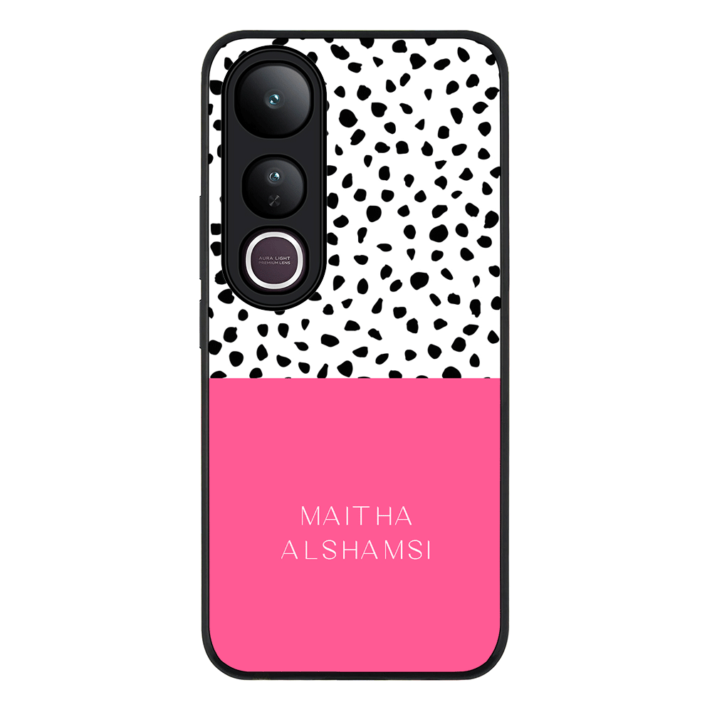 Personalized Text Colorful Spotted Dotted Phone Case - Vivo - V50 Lite / Rugged Black - Stylizedd