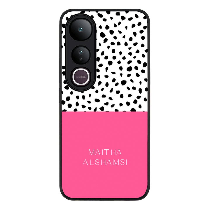 Personalized Text Colorful Spotted Dotted Phone Case - Vivo - V50 Lite / Rugged Black - Stylizedd