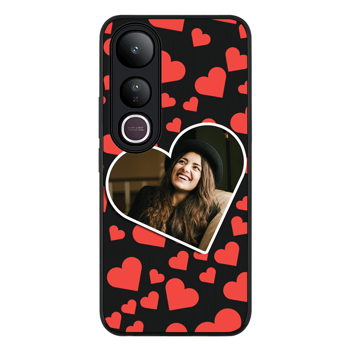 Custom Photo Heart shaped Phone Case - Vivo - V50 Lite / Rugged Black - Stylizedd