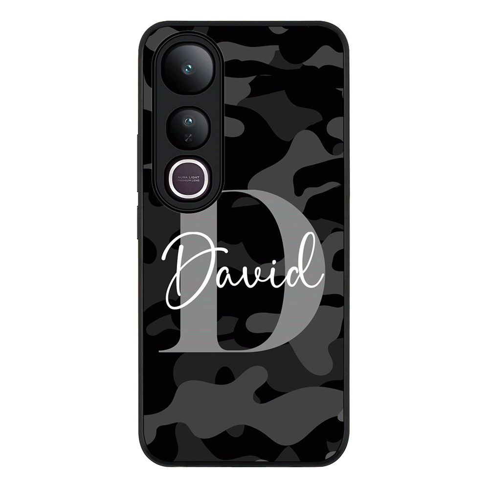 Personalized Name Camouflage Military Camo Phone Case - Vivo - V50 Lite / Rugged Black - Stylizedd