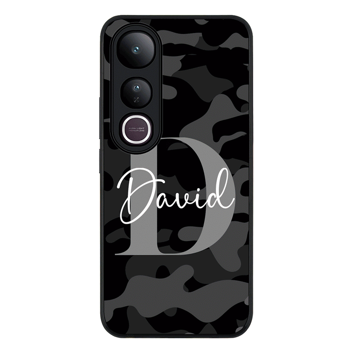 Personalized Name Camouflage Military Camo Phone Case - Vivo - V50 Lite / Rugged Black - Stylizedd