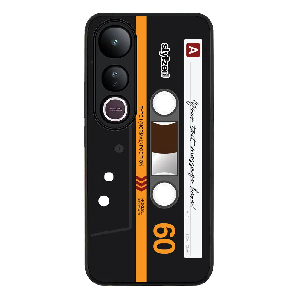 Custom Retro Cassette Tape Phone Case - Vivo - V50 Lite / Rugged Black - Stylizedd