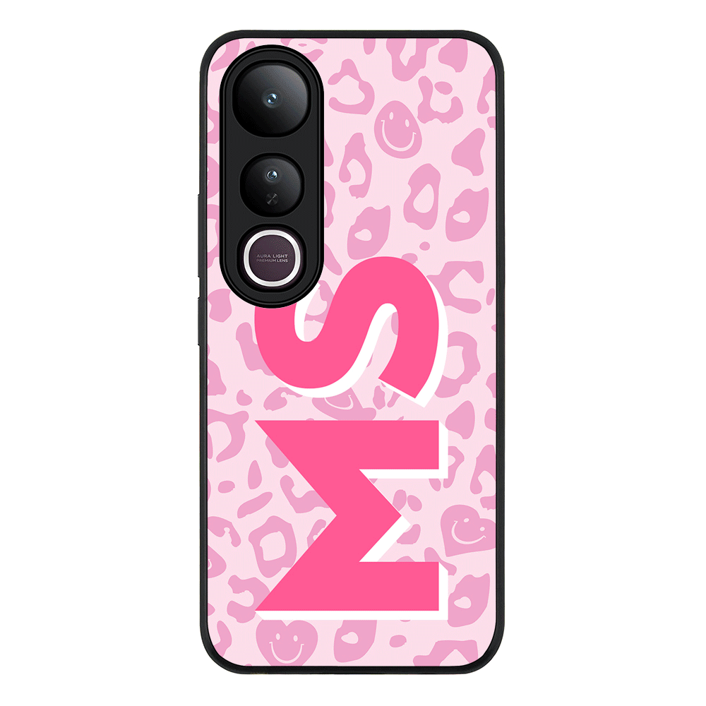 Custom Monogram Initial 3D Shadow Text Seamless Pattern Phone Case - Vivo - V50 Lite / Rugged Black