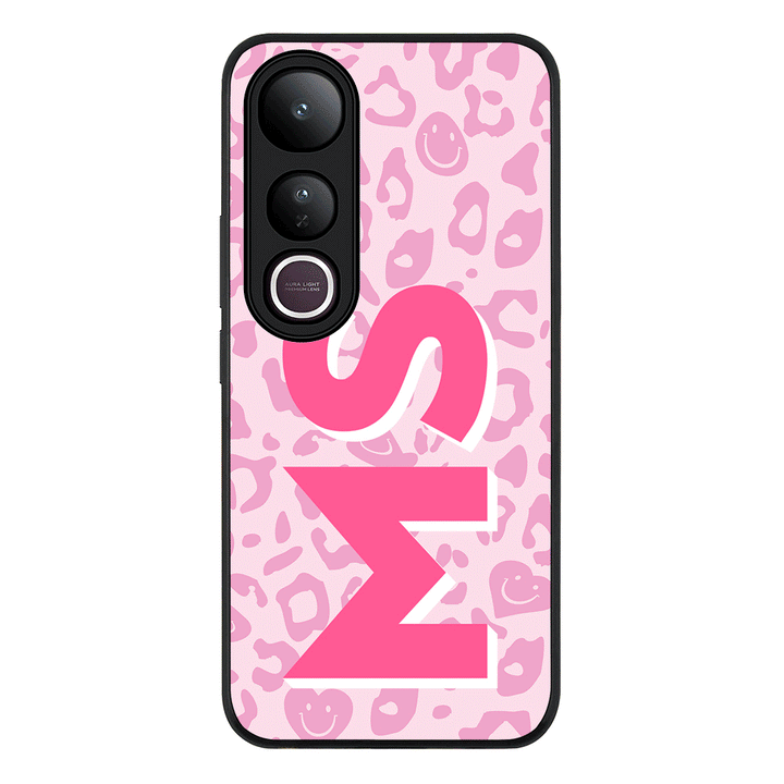 Custom Monogram Initial 3D Shadow Text Seamless Pattern Phone Case - Vivo - V50 Lite / Rugged Black