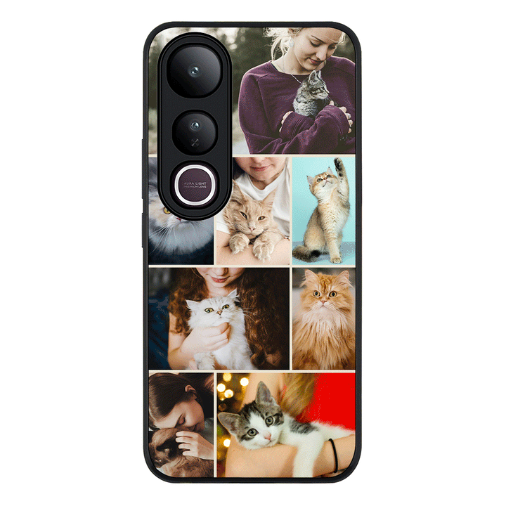 Personalised Photo Collage Grid Pet Cat Phone Case - Vivo - V50 Lite / Rugged Black - Stylizedd