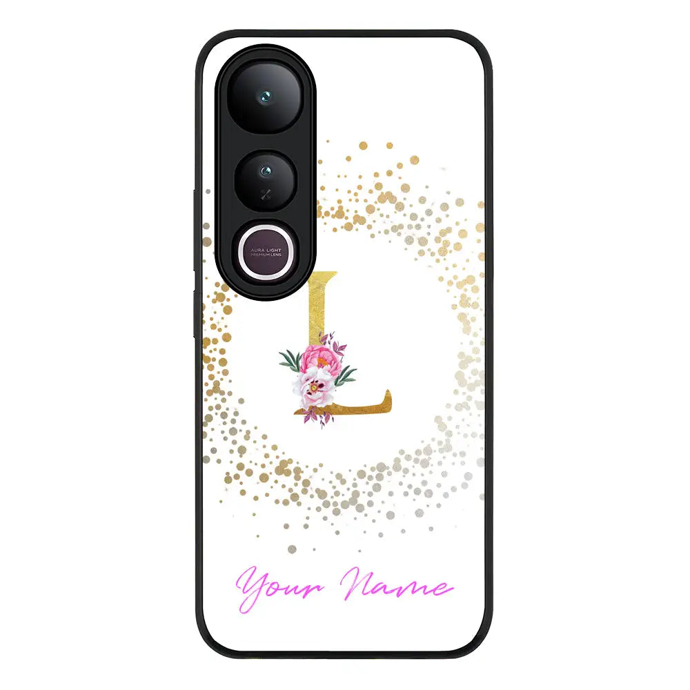 Floral Initial Phone Case - Vivo - V50 Lite / Rugged Black - Stylizedd