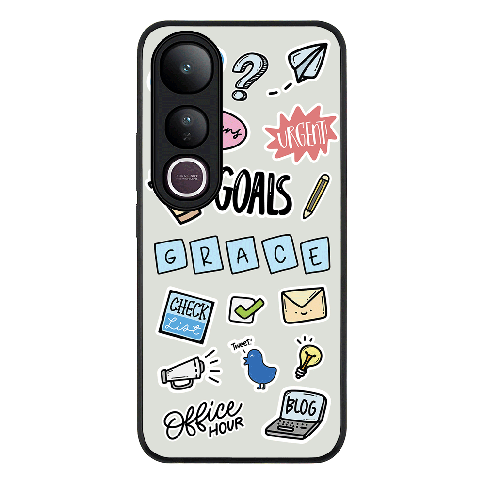 Personalized Name Office Goals Sticker Phone Case - Vivo - V50 Lite / Rugged Black - Stylizedd