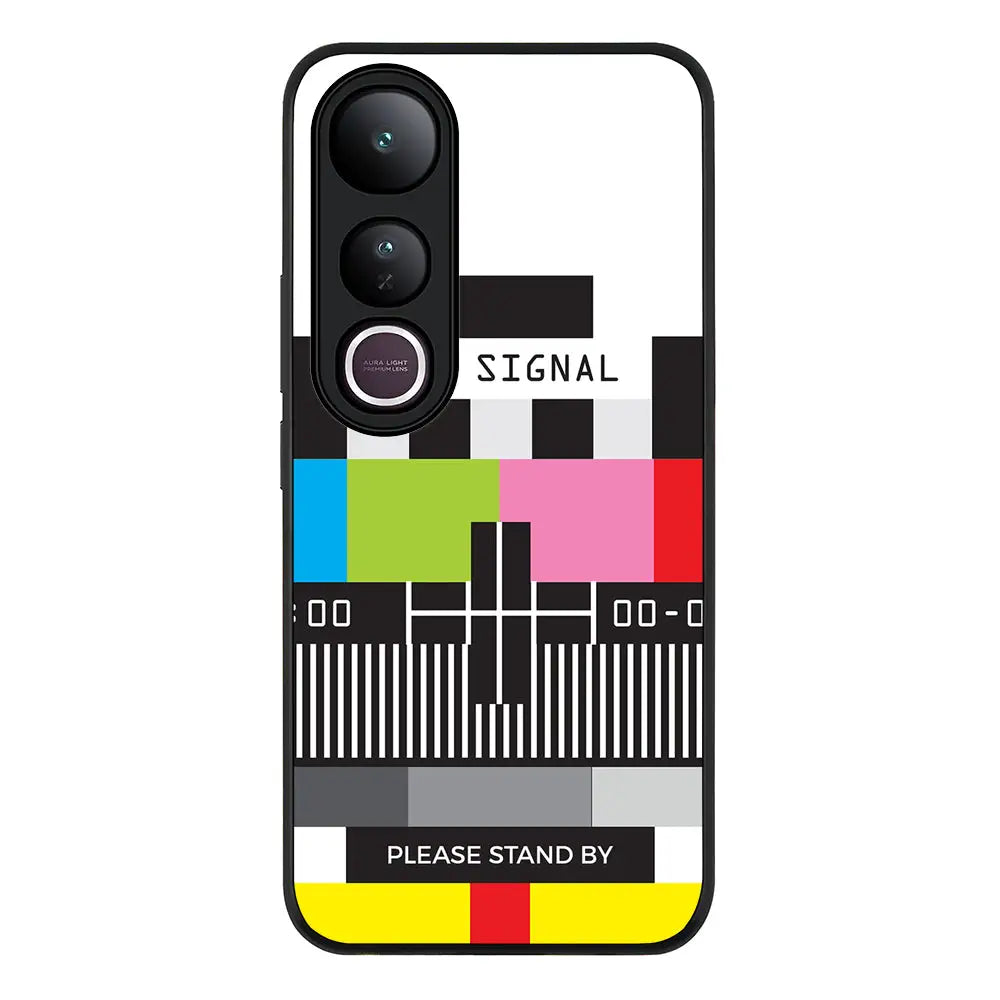 Personalized Text Retro No Signal TV Channel Phone Case - Vivo - V50 Lite / Rugged Black - Stylizedd