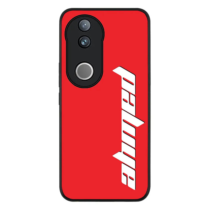 Custom Text Vertical Name Phone Case - Vivo - V50 / V50e / Rugged Black - Stylizedd