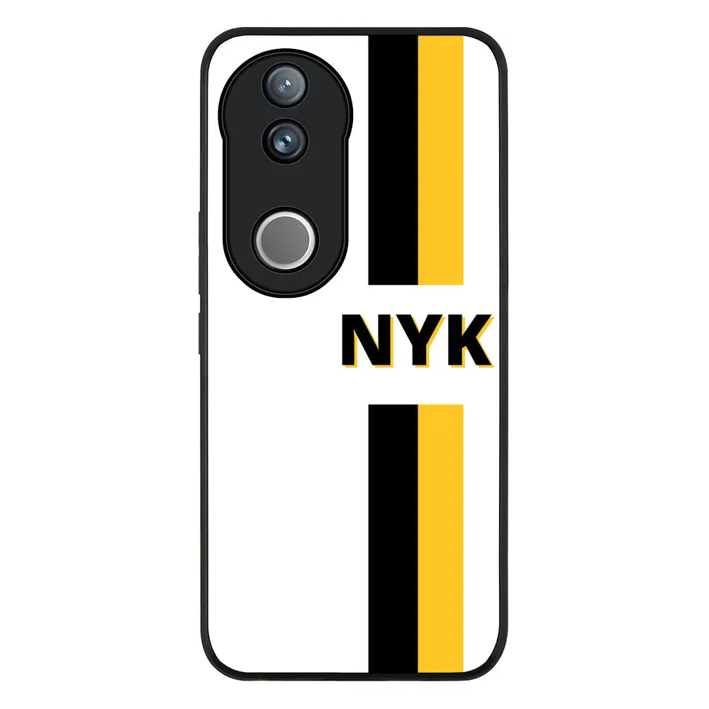 Custom Striped Monogram Phone Case - Vivo - V50 / V50e / Rugged Black - Stylizedd