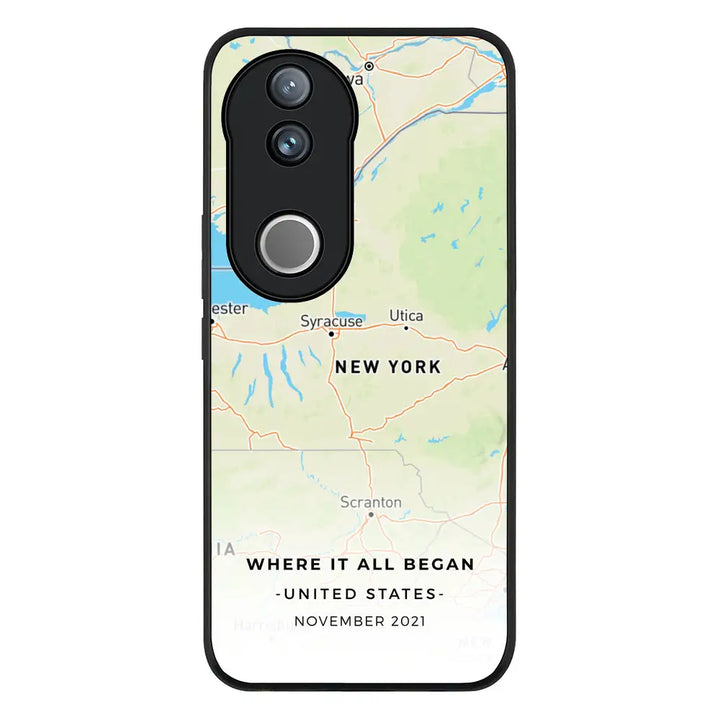 Personalized map Phone Case - Vivo - V50 / V50e / Rugged Black - Stylizedd