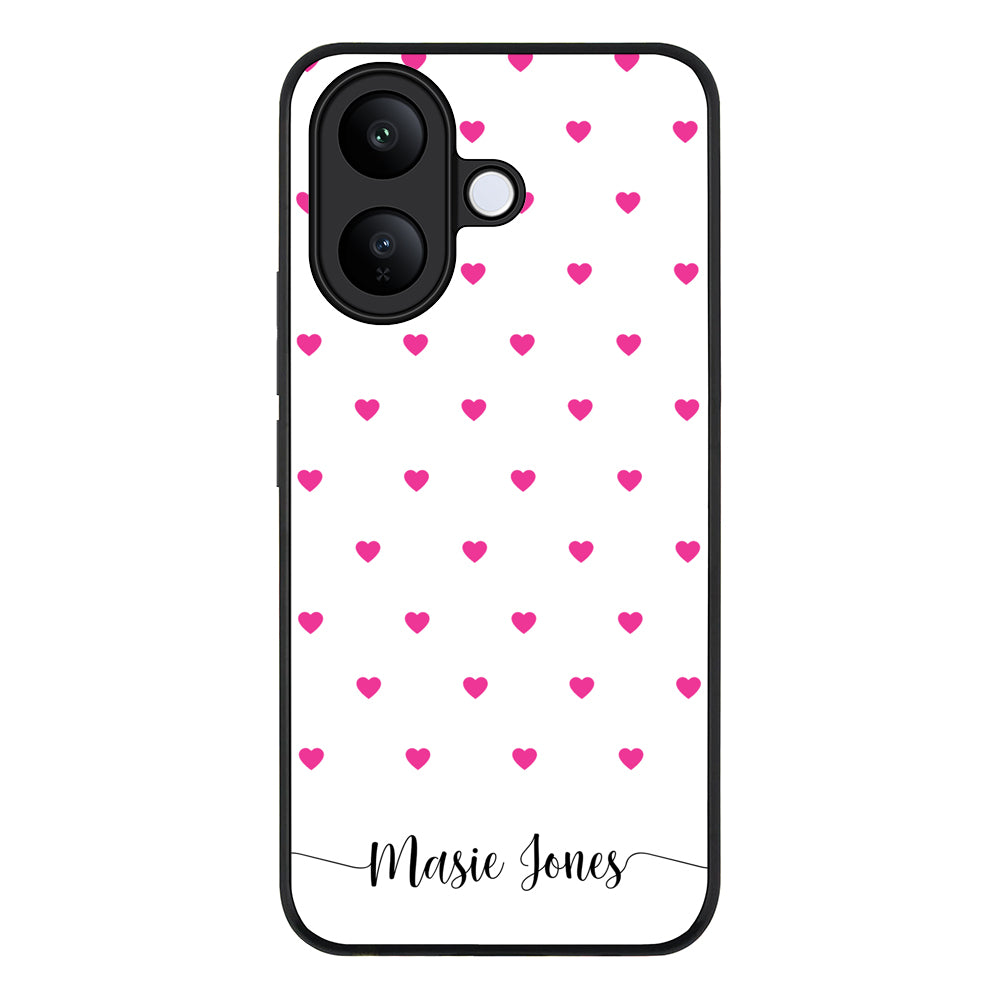 Heart Pattern Custom Text, My Name Phone Case - Vivo