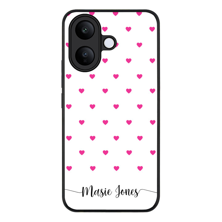Heart Pattern Custom Text, My Name Phone Case - Vivo