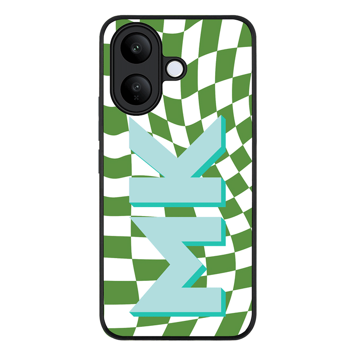 Custom Monogram Initial Wavy Checkerboard, Phone Case - Vivo