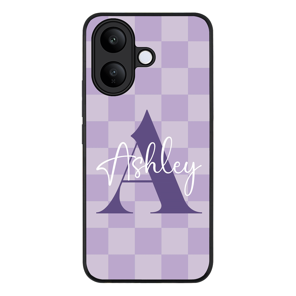 Personalized Name Initial Monogram Checkerboard, Phone Case - Vivo