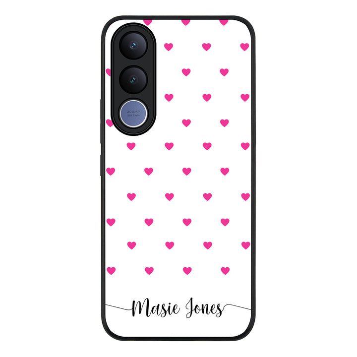 Heart Pattern Custom Text, My Name Phone Case - Vivo