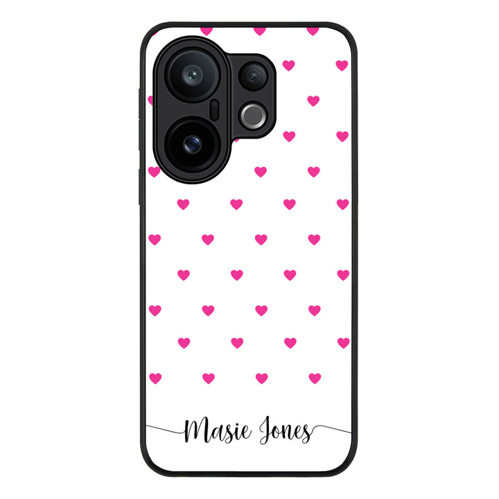 Heart Pattern Custom Text, My Name Phone Case - Vivo