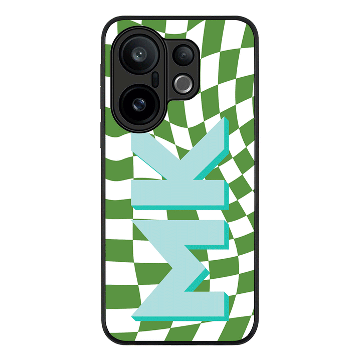 Custom Monogram Initial Wavy Checkerboard, Phone Case - Vivo