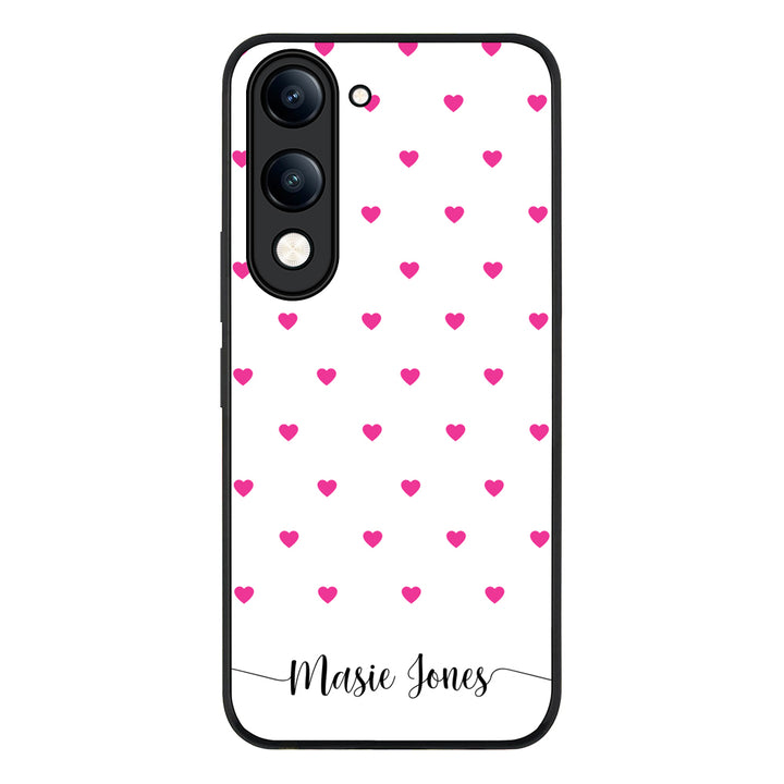 Heart Pattern Custom Text, My Name Phone Case - Vivo
