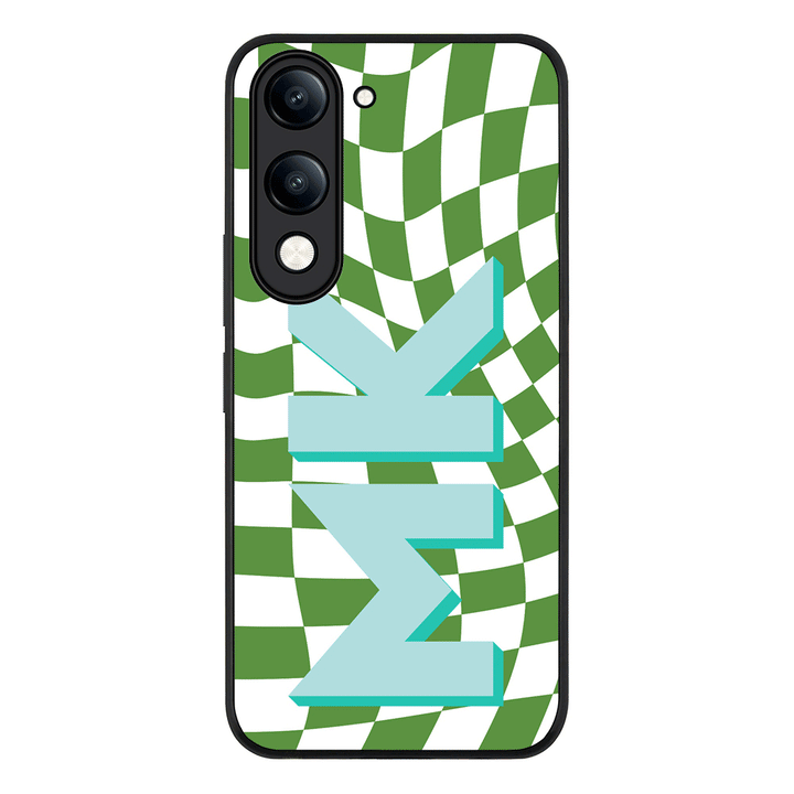 Custom Monogram Initial Wavy Checkerboard, Phone Case - Vivo