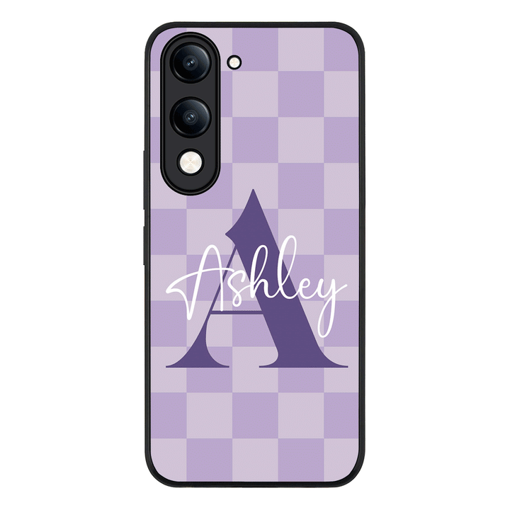 Personalized Name Initial Monogram Checkerboard, Phone Case - Vivo