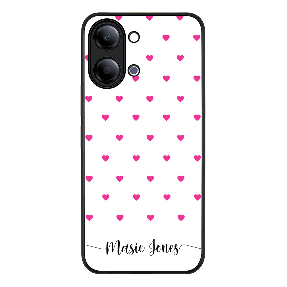 Heart Pattern Custom Text, My Name Phone Case - Vivo