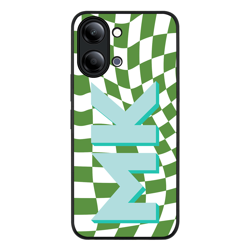 Custom Monogram Initial Wavy Checkerboard, Phone Case - Vivo