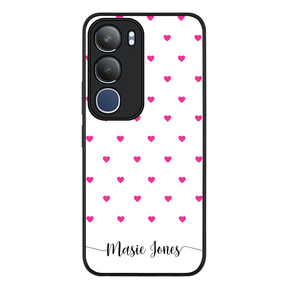 Heart Pattern Custom Text, My Name Phone Case - Vivo