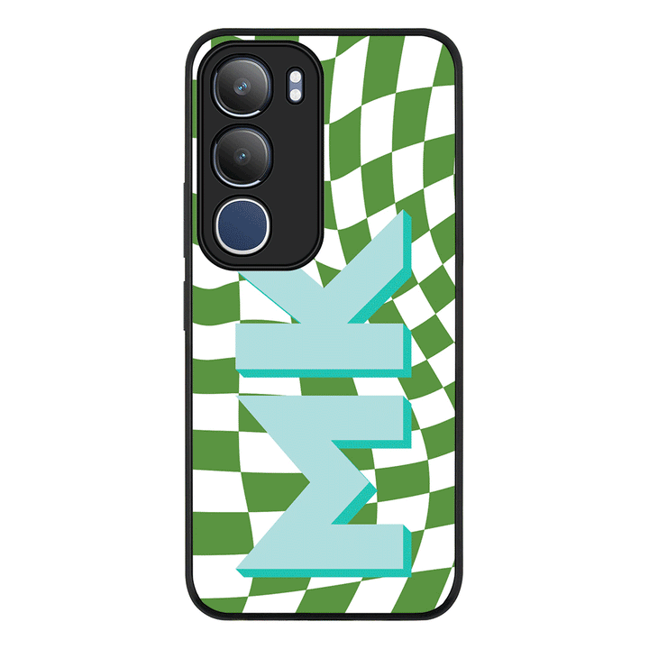 Custom Monogram Initial Wavy Checkerboard, Phone Case - Vivo