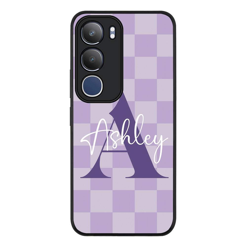 Personalized Name Initial Monogram Checkerboard, Phone Case - Vivo