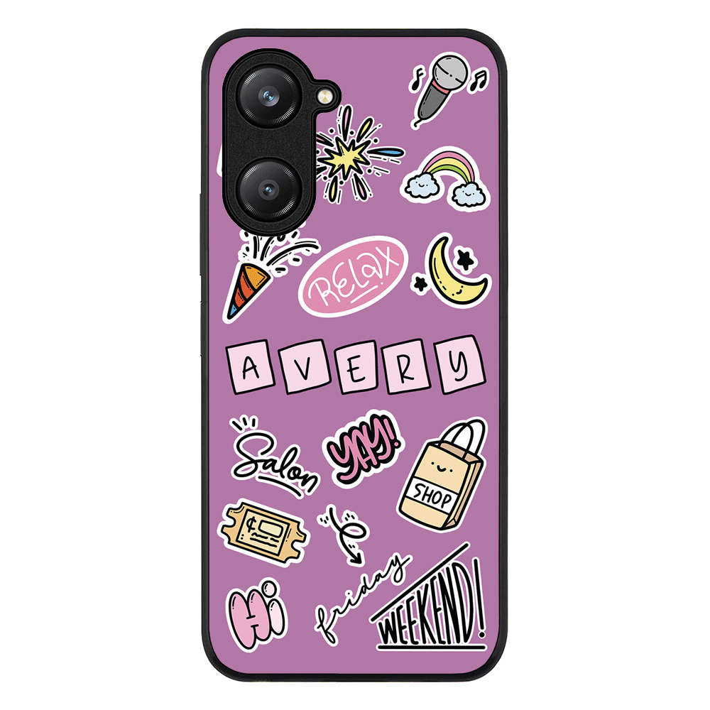 Vivo Y28s 5G / Y18 4G / Y03 4G / Rugged Black Personalized Name Cute Weekend Girl Sticker, Phone Case - Vivo - Stylizedd.com