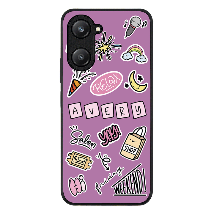Vivo Y28s 5G / Y18 4G / Y03 4G / Rugged Black Personalized Name Cute Weekend Girl Sticker, Phone Case - Vivo - Stylizedd.com