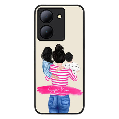 Vivo Y36 / Vivo Y36 5G / Rugged Black Custom Clipart Text Mother Son & Daughter Phone Case - Vivo - Stylizedd.com