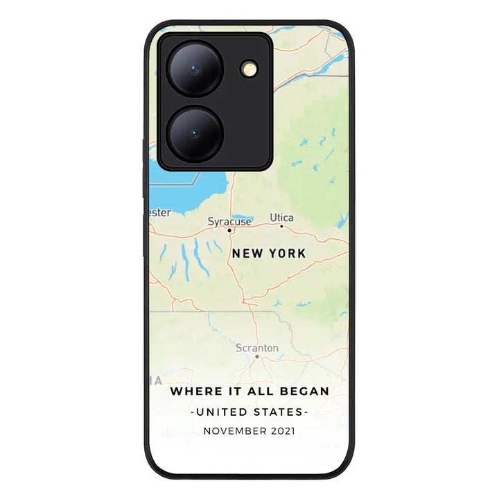 Vivo Y36 / Vivo Y36 5G / Rugged Black Personalized map, Phone Case - Vivo - Stylizedd.com