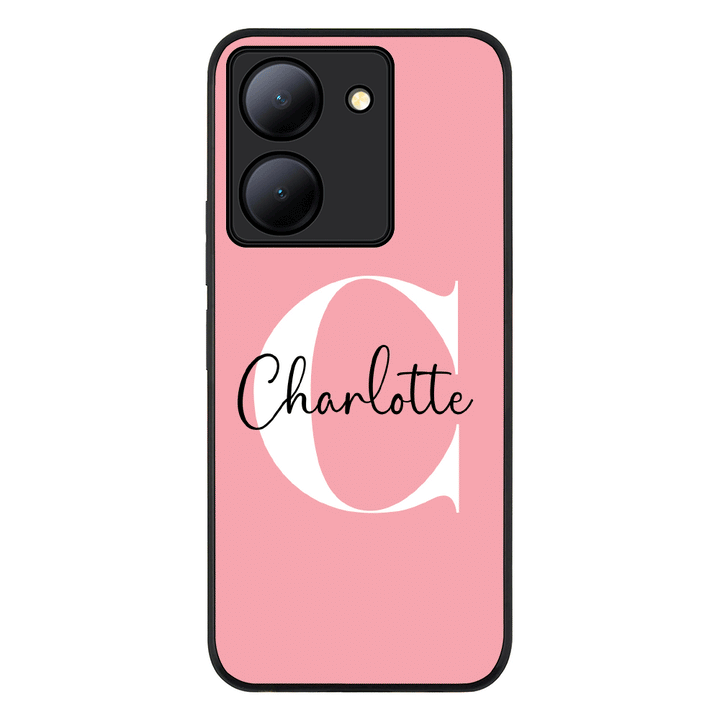 Vivo Y36 / Vivo Y36 5G / Rugged Black Custom Monogram Large Initial Name & Letter, Phone Case - Vivo - Stylizedd.com