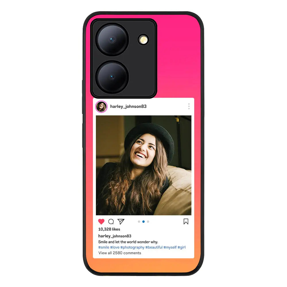 Vivo Y36 / Vivo Y36 5G / Rugged Black Custom Photo Instagram Post Template, Phone Case - Vivo - Stylizedd.com